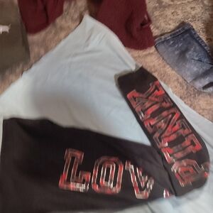 PINK Victoria's Secret Black Leggings with Red Accents